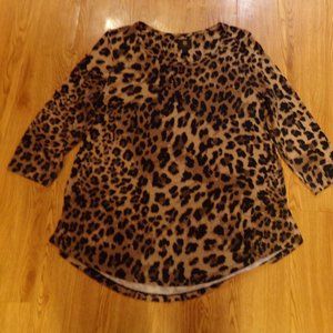 JM COLLECTION LEOPARD PRINT JERSEY TOP  TUNIC L  16